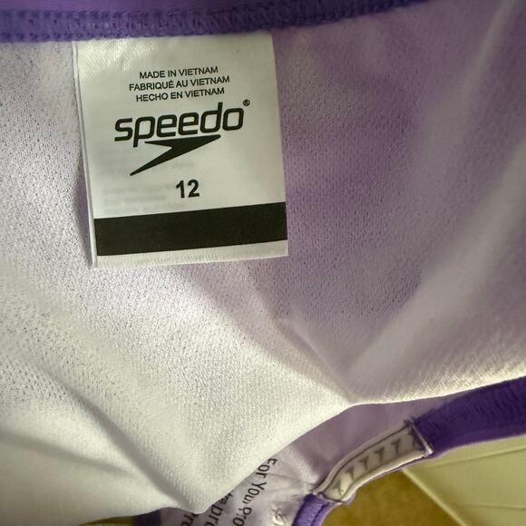Speedo Girls Tankini Swimsuit Size 12 Blue Purple Pineapples NEW Textured - Picture 5 of 6